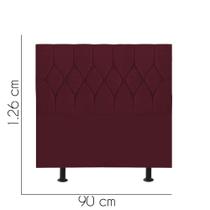 Cabeceira Estofada Istambul Capitonê 90 cm Solteiro Quarto para Cama Box Suede Bordô - Damaffê Móveis