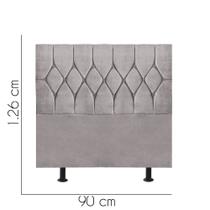 Cabeceira Estofada Istambul Capitonê 90 cm Solteiro Quarto para Cama Box Suede Cinza Claro - Damaffê Móveis Cabeceira Estofada Istambul Capitonê 90 cm Solteiro Quarto para Cama Box Suede Cinza Claro - Damaffê Móveis