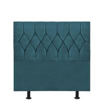 Cabeceira Estofada Istambul Capitonê 90cm Solteiro Box Quarto Suede Azul Turquesa - Gat Magazine