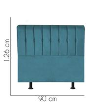 Cabeceira Estofada Kiara 90 cm Solteiro Quarto para Cama Box Suede Azul Turquesa - Damaffê Móveis