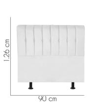 Cabeceira Estofada Kiara 90 cm Solteiro Quarto para Cama Box Suede Branco - Damaffê Móveis