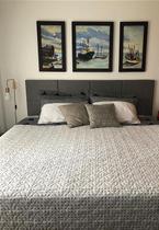 Cabeceira Estofada King 8 Blocos Não é Segredo Linho Chumbo 195x60