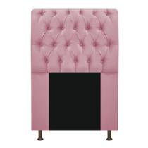 Cabeceira Estofada Lady 100 cm para Cama Solteiro com Capitonê Suede Rosa Bebê - Damaffê Móveis