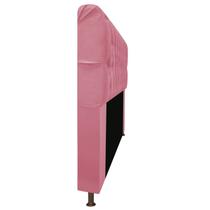 Cabeceira Estofada Lady 140 cm para Cama Casal com Capitonê Suede Rosa Bebê