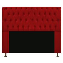 Cabeceira Estofada Lady 140 cm para Cama Casal com Capitonê Suede Vermelho - Damaffê Móveis