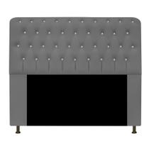 Cabeceira Estofada Lady 140cm para Cama Casal Strass Capitonê Suede Cinza Cabeceira Estofada Lady 140cm para Cama Casal Strass Capitonê Suede Cinza