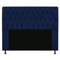 Cabeceira Estofada Lady 160 cm para Cama Queen Size com Capitonê Suede Azul Marinho - Damaffê Móveis