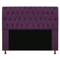 Cabeceira Estofada Lady 160 cm para Cama Queen Size com Capitonê Suede Roxo