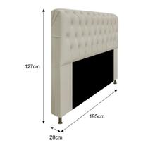 Cabeceira Estofada Lady 195cm para Cama King Size Capitonê material sintético Bege