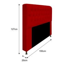 Cabeceira Estofada Lady 195cm para Cama King Size Capitonê material sintético Vermelho - Damaffê Móveis