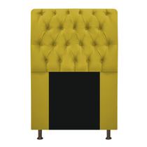 Cabeceira Estofada Lady 90 cm para Cama Solteiro com Capitonê Suede Amarelo