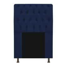 Cabeceira Estofada Lady 90 cm Solteiro Com Capitonê Suede Azul Marinho - Damaffê Móveis