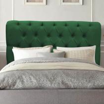 Cabeceira Estofada Lady Capitonê 160 cm Queen Size Quarto para Cama Box Suede Verde - Damaffê Móveis