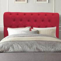 Cabeceira Estofada Lady Capitonê 195 cm King Size Quarto para Cama Box material sintético Vermelho - Damaffê Móveis