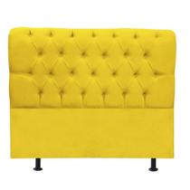 Cabeceira Estofada Lady Capitonê 195 cm King Size Quarto para Cama Box Suede Amarelo - Damaffê Móveis