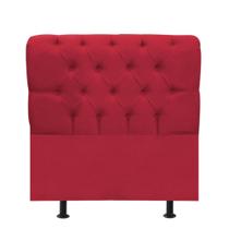 Cabeceira Estofada Lady Capitonê 90 cm Solteiro Quarto para Cama Box Suede Vermelho - Damaffê Móveis