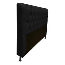 Cabeceira Estofada Lady Capitonê para Cama Box Casal 140cm Suede Preto