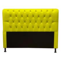 Cabeceira Estofada Lady Capitonê para Cama Box King Size 195cm Suede Amarelo