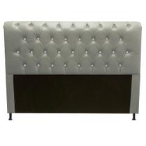 Cabeceira Estofada Lady com Botões de Strass para Cama Box Queen Size 160cm material sintético Bege