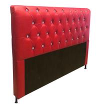 Cabeceira Estofada Lady com Botões de Strass para Cama Box Queen Size 160cm material sintético Vermelho