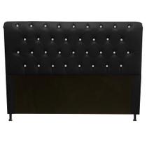 Cabeceira Estofada Lady com Botões de Strass para Cama Box Queen Size 160cm Suede Preto