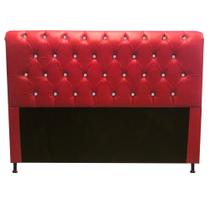 Cabeceira Estofada Lady com Botões de Strass para Cama Box Queen Size 160cm Suede Vermelho
