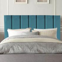 Cabeceira Estofada Líbia 90CM Solteiro Suede Azul Turquesa - D A DECOR