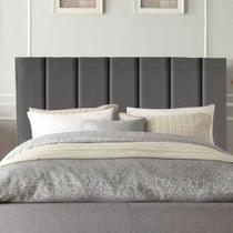 Cabeceira Estofada Líbia 90CM Solteiro Suede Cinza Escuro - D A DECOR
