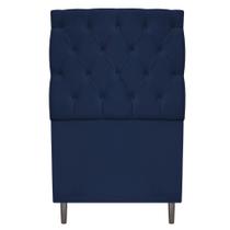 Cabeceira Estofada Liverpool 90 cm Solteiro Suede Azul Marinho - Doce Sonho Móveis