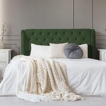 Cabeceira Estofada Londres 195cm Veludo Verde Cabeceira Estofada Londres 195cm Veludo Verde