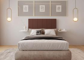 Cabeceira Estofada - Maceió + Bancada - Marrom- Casal - Box