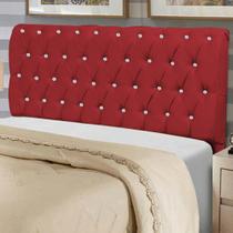 Cabeceira Estofada Maria 100CM Solteiro Strass material sintético Vermelho - D A DECOR