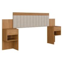 Cabeceira Estofada Master com 2 Mesas de Cabeceiras e 2 Gavetas - Benetil - Cinamomo