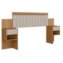 Cabeceira Estofada Master com 2 Mesas de Cabeceiras e 2 Gavetas - Benetil - Cinamomo/Off