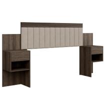 Cabeceira Estofada Master com 2 Mesas de Cabeceiras e 2 Gavetas - Benetil - Imbuia