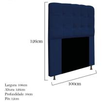 Cabeceira Estofada Mel 100cm para Cama Solteiro Botonê Suede Azul Marinho - KDAcanto Móveis