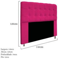 Cabeceira Estofada Mel 140 cm para Cama Casal com Botonê Suede Pink - KDAcanto Móveis