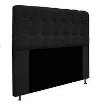 Cabeceira Estofada Mel 140 cm para Cama Casal com Botonê Suede Preto