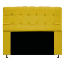 Cabeceira Estofada Mel 160 cm Queen Size Com Botonê Suede Amarelo - KDAcanto Móveis