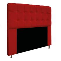 Cabeceira Estofada Mel 160cm para Cama Queen Size Botonê Suede Vermelho