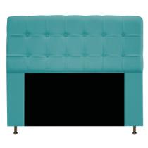 Cabeceira Estofada Mel 195 cm King Size Com Botonê Suede Azul Turquesa - ADJ Decor