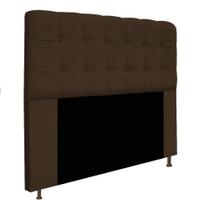 Cabeceira Estofada Mel 195 cm King Size Com Botonê Suede Marrom - KDAcanto Móveis