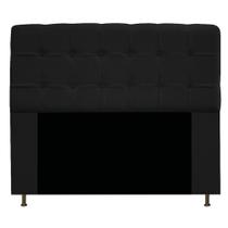 Cabeceira Estofada Mel 195 cm King Size Com Botonê Suede Preto - Doce Sonho Móveis