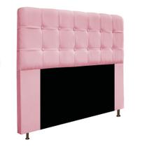 Cabeceira Estofada Mel 195 cm King Size Com Botonê Suede Rosa Bebê - KDAcanto Móveis