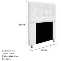 Cabeceira Estofada Mel 90 cm para Cama Solteiro com Botonê Suede Branco