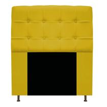 Cabeceira Estofada Mel 90 cm Solteiro Com Botonê Suede Amarelo - Doce Sonho Móveis