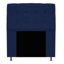 Cabeceira Estofada Mel 90 cm Solteiro Com Botonê Suede Azul Marinho - ADJ Decor