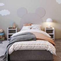 Cabeceira Estofada Mickey/Minnie 90x110cm larg. Cinza