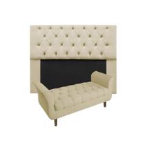Cabeceira Estofada Mirage e Recamier Grécia Casal 140 cm Corano Bege - INCASA DECOR