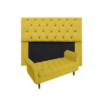 Cabeceira Estofada Mirage e Recamier Grécia King 195 cm Corano Amarelo - DL DECOR